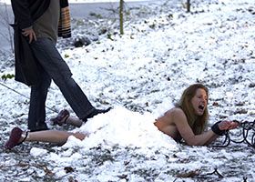 Extreme torture of naked submissive girl in a snow